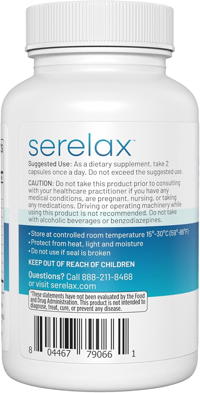 Stress Relief Supplement - Supports Mood & Mental Focus - Feel Calm and Relaxed - Eases Tension & Nervousness - Ashwagandha, GABA, Valerian & L-Theanine - 60 Capsules (Pack of 2)