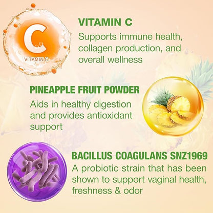 2 Pack Premium Feminine Balance Gummies for Women, Pineapple Gummies for Women Ph Balance & Vaginal Health, Immune Support, Vegan, Gluten-Free, Pineapple Flavor, 120 Count