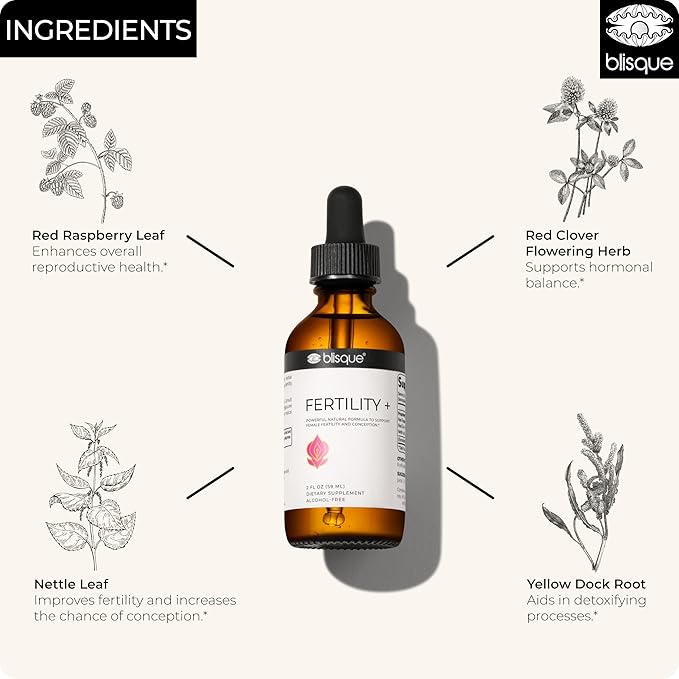 Blisque - Natural Fertility and Conception Support Supplement for Women | with Chasteberry | Doctor Approved | Vegan and Non-GMO | 2 Ounces | 59 Servings