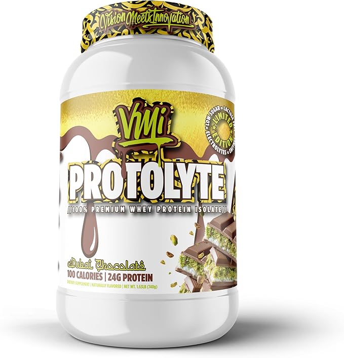 VMI Sports | ProtoLyte Whey Isolate Protein Powder | Low Calorie Whey for Weight Loss and Muscle Gain | Digestive Enzymes | Non-GMO (1.6 Lbs, Dubai Chocolate)