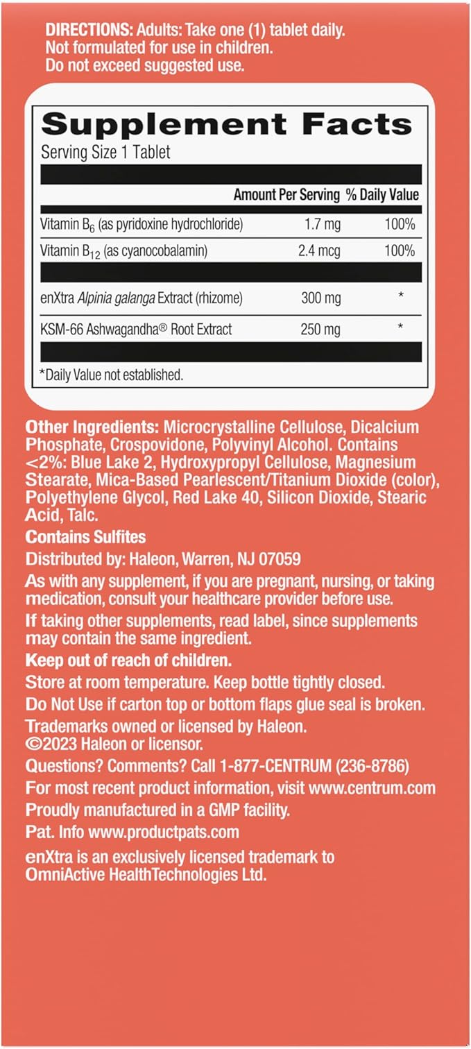Centrum Clear Mind and Calm Mood Menopause Support Tablets, with Clinically Studied enXtra, 30 Count