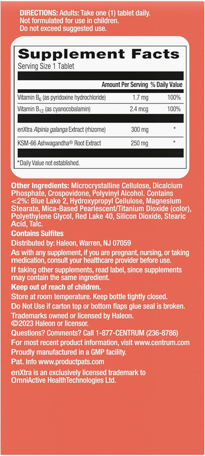 Centrum Clear Mind and Calm Mood Menopause Support Tablets, with Clinically Studied enXtra, 30 Count