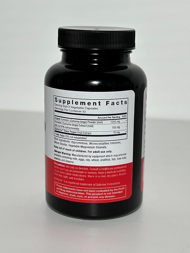 Force Factor Turmeric Curcumin Supplement with Black Pepper, Joint Support Supplement with BioPerine for Enhanced Absorption, No Gelatin, Non-GMO, 90 Capsules (Pack of 2)