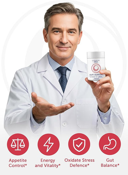 Lunakai PRO USA Made GLP-1 Supplement - Natural GLP 1 Support with Probiotics & Resveratrol – Supports Weight Management, Cravings & Metabolism, 60ct