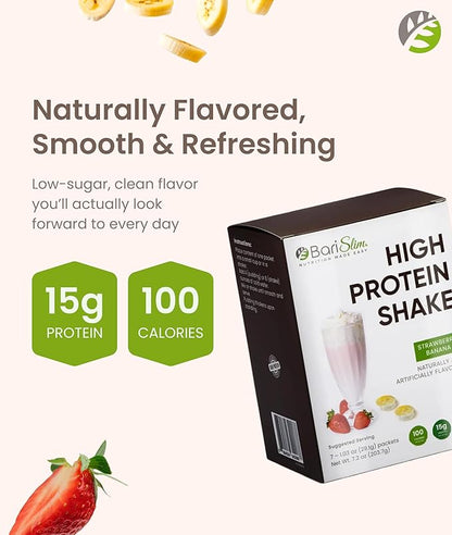 BariSlim High Protein Shake - Delicious & Nutritious Meal Replacement Shake - Low Sugar & Carb - Formulated for Bariatric Patients & Post-Weight Loss Surgery Support | Strawberry Banana Shake (9 oz)