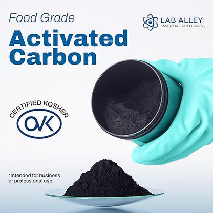 Lab Alley Activated Charcoal Powder, Food Grade, Kosher Certified, Halal, Wood Based, Ideal for Water & Air Filtration, Detoxifying Skincare Products, and Odor Control (2 Pounds)