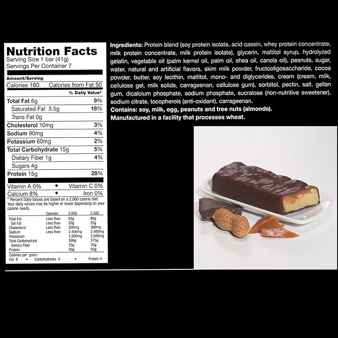 ProtiWise Protein Bar – 15g Protein, Low Carb, Low Sugar, High Fiber, Low Calorie Meal Replacement Nutrition Bar, Healthy Snack for Weight Management Diet (Caramel Nut)-Pack of 2 (7/Box)