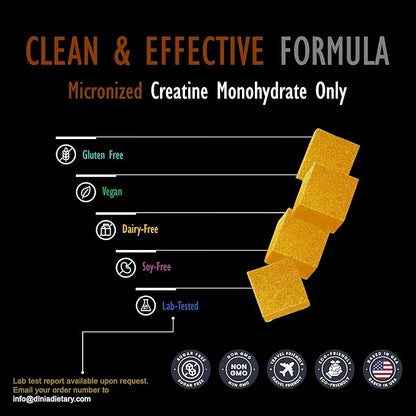 Creatine Monohydrate Gummies for Men & Women - Sugar Free & Vegan Advanced Formula W/L-Taurine + Vitamin B12 - for Muscle Strength, Muscles Builder, Recovery (120 Count (Pack of 1), Pineapple)