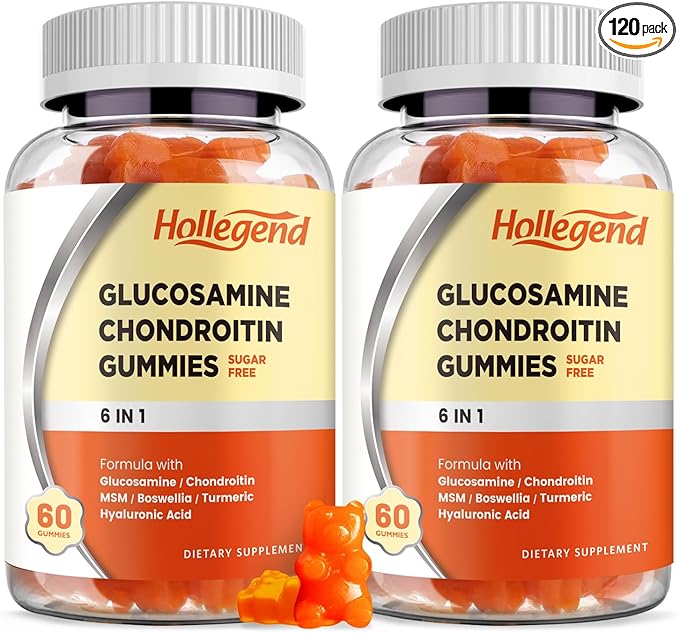 Glucosamine Chondroitin Gummies Sugar Free, Gummies Supplements for Adults Men & Women, 120 Count