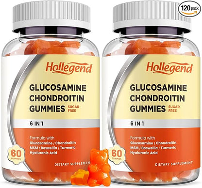 Glucosamine Chondroitin Gummies Sugar Free, Gummies Supplements for Adults Men & Women, 120 Count