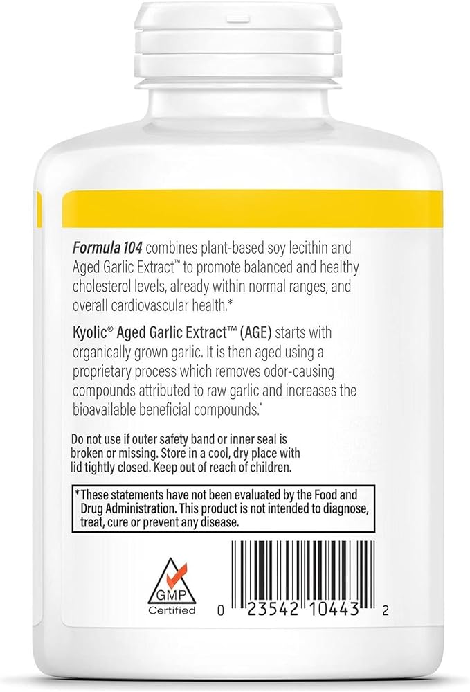 Kyolic Aged Garlic Extract Formula 104, Cholesterol Health*, 300 Capsules