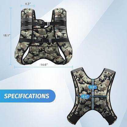 ZELUS Weighted Vest, 6lb/8lb/12lb/16lb/20lb/25lb/30lb Weight Vest with Reflective Stripe for Workout, Strength Training, Running, Fitness, Muscle Building, Weight Loss, Weightlifting
