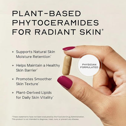 Skin Care Phytoceramides, 90 Day Hydration Focus Super Ceramide Supplements for Women and Men, Wrinkle Support Factor Pills Give youth to the Face with Multivitamin A, C, D, E Gluten Free 90 Capsules