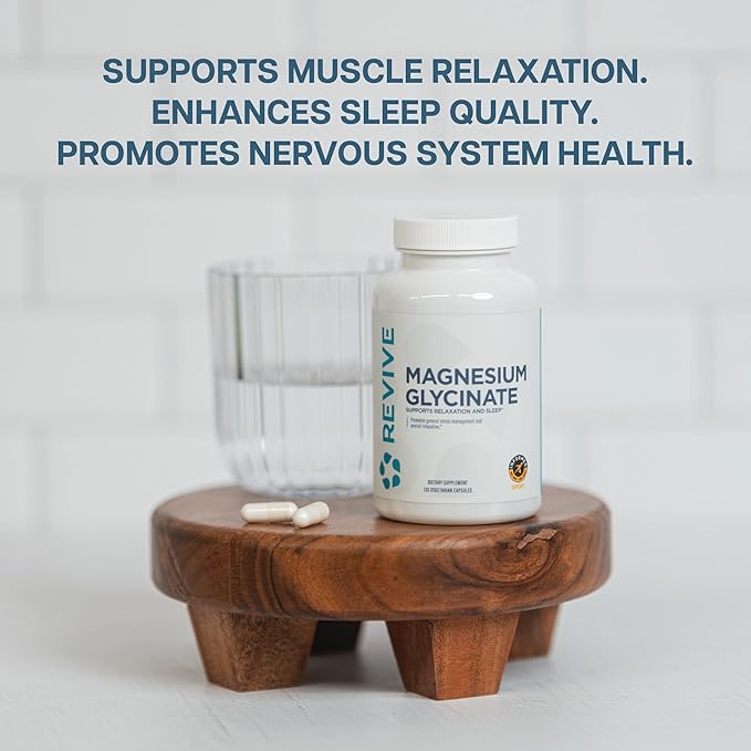 Revive MD Pure Magnesium Glycinate 200mg – High Absorption Supplement for Relaxation, Stress Relief, Sleep & Memory Support – Promotes Strong Bones, Healthy Nerve & Muscle Function (60 Servings)