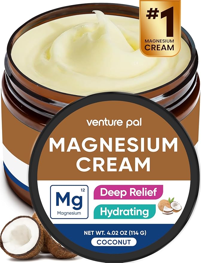 Venture Pal Topical Magnesium Cream, Fast-Absorbing Magnesium Moisturizing Lotion with Coconut Oil, Shea Butter & Hyaluronic Acid, Suitable for Kids