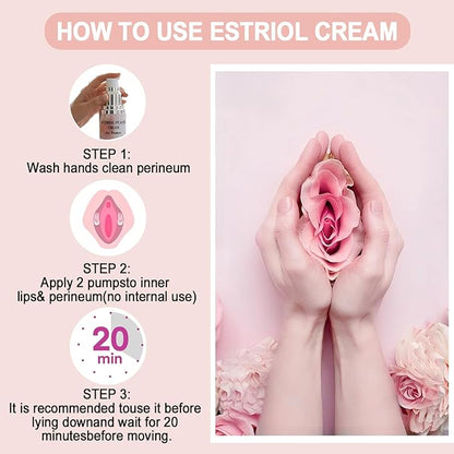 Bioidentical Estriol Cream for Women, Intimate Moisturizing Cream for Vaginal Dryness & Discomfort, Menopause Support (Peach Flavor)