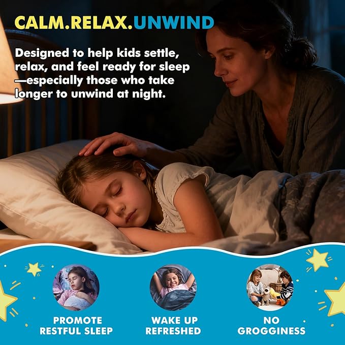 Kids Sleep Gummies with Magnesium Glycinate – Melatonin Free Bedtime Support for Kids – Calm & Relaxation with L-Theanine, GABA, Chamomile & Lemon Balm – Sugar Free Mixed Berry Flavor, 120 Gummies