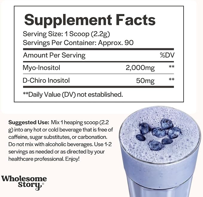 Myo-Inositol & D-Chiro Inositol Supplement Powder for Women | Hormonal Balance & Healthy Ovarian Function Support | Vitamin B8 | Great Alternative to Capsules | 40:1 Ratio | 90 Servings