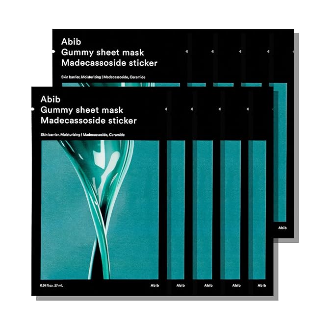 Abib Gummy Sheet Mask Madecassoside Sticker 10 Sheets (Skin Barrier) I Korean Face Mask for Sensitive Skin, Soothing & Redness Relief, Daily Skincare Treatment, K-Beauty Sheet Mask