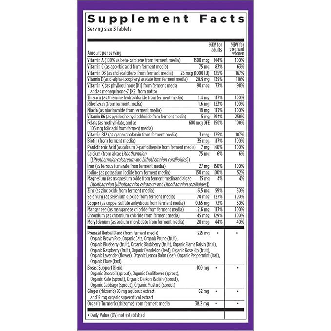 New Chapter Perfect Prenatal Vitamins - 96ct, Organic Prenatal Vitamins, Non-GMO Ingredients for Healthy Baby & Mom - Folate (Methylfolate), Iron, Vitamin D3, Fermented with Whole Foods and Probiotics