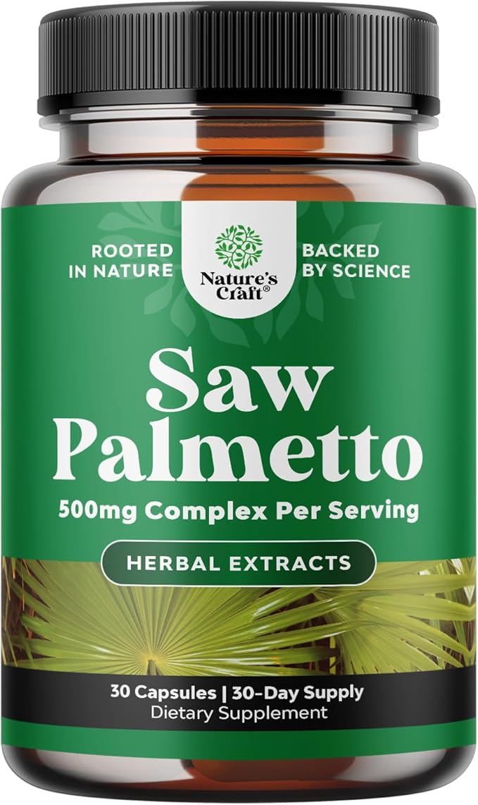 Extra Strength Saw Palmetto Extract - Advanced Herbal Complex for Hair Health and Urinary Support with Plant Sterols & Flavonoids - Potent Herbal Supplement with 500mg per Serving - 30 Count