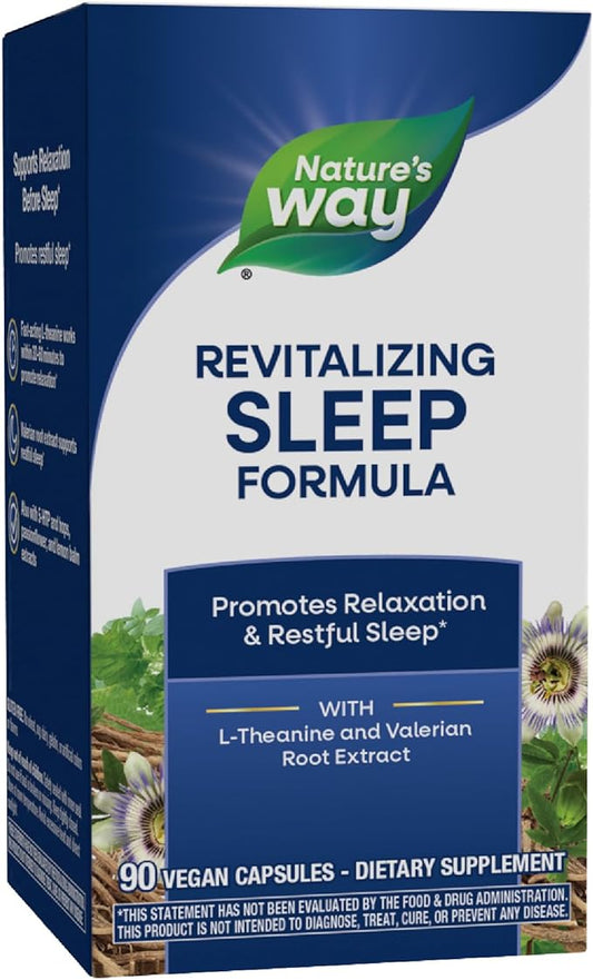 Nature's Way Revitalizing Sleep Formula, Promotes Restful Slumber*, With L-Theanine, Valerian Root Extract, and 5-HTP, 90 Capsules (Packaging May Vary)