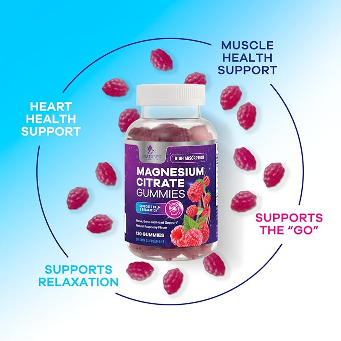Magnesium Citrate Gummies for Adults & Kids - High Absorption Magnesium Supplements - Premium Calm, Relaxation, Muscle, Nerve, Bone & Heart Support - Great-Tasting Vegan Gummy Supplement - 120 Gummies