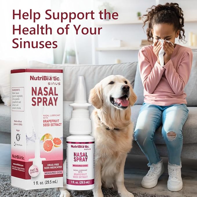 NutriBiotic Nasal Spray 1 Fl Oz | Nasal Lubricant with Grapefruit Seed Extract & Sodium Chloride | Help Flush Irritants from Nasal Passages | Convenient Measured Dose Pump | Drug-Free & Non-Medicated