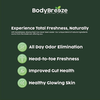 Internal Deodorant Supplement | Natural Chlorophyll 60 Capsules for Body Odor Control, Gut Health, and Fresh Breath | Vegan, Detox Support & Skin Health | Odor Eliminator for Men & Women