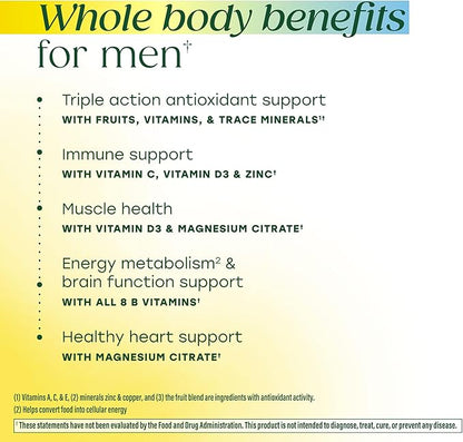 MegaFood Men’s Whole Body Multivitamin Gummies - Multivitamin For Men - Vitamin C, Magnesium Citrate, Vitamin D3, Methylated B12 & Zinc - Muscle, Brain, Heart, Immune Support - 90 Gummies, 30 Servings