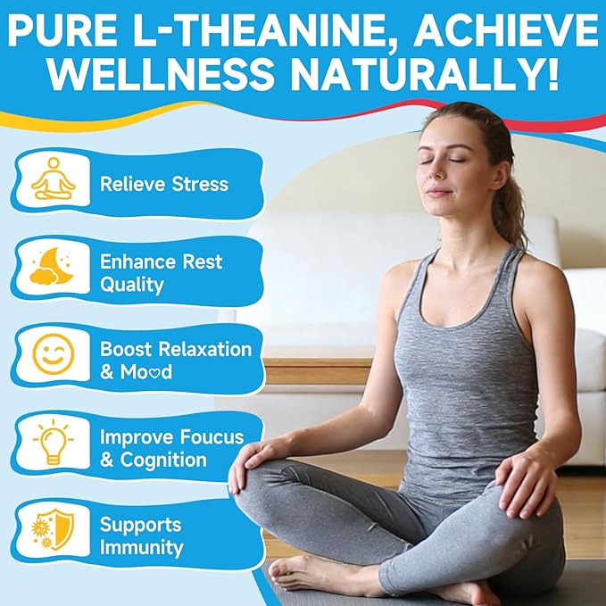 L-Theanine Gummies for Kids & Adults, L Theanine Supplement with Magnesium Glycinate, Ashwagandha, GABA, 5HTP for Calm, Relax, Zzz & Focus Support, Vegan Strawberry Flavor, 60 Count