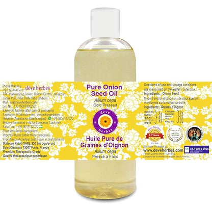 Deve Herbes Pure Onion Seed Oil (Allium cepa) Cold Pressed 200ml (6.76 oz)