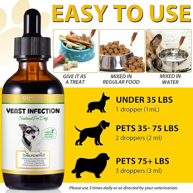 Yeast Infection Treatment for Dogs, Naturally Supports Dog Healthy Itch Relief, Ear Infection Treatment, Dogs Allergy Relief, Inflammation Relief & More,120ml (2pcs)
