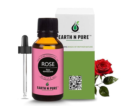Earth N Pure Rose (Gulab Oil) Essential Oil Natural and Therapeutic Grade with Glass Dropper 30 ml