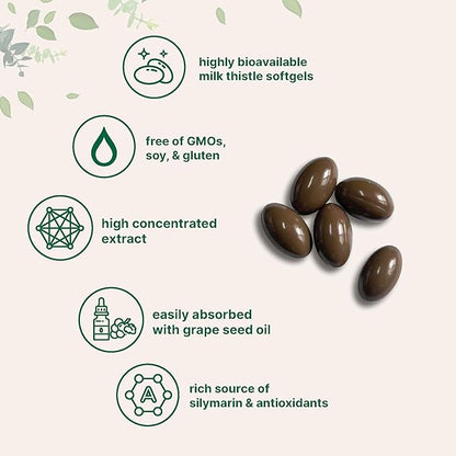 Micro Ingredients Milk Thistle Supplement | 360 Softgels with Grape Seed Oil | Highly Bioavailable Extract | Contains Active Silymarin + Antioxidants