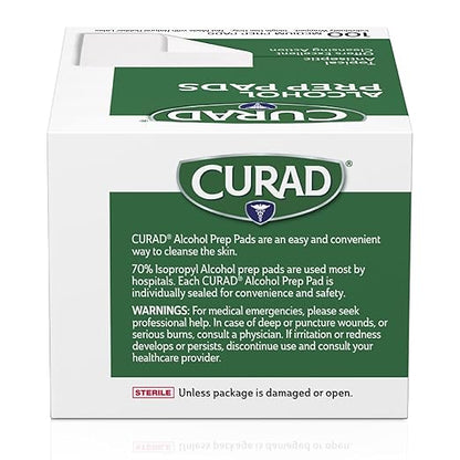 CURAD Alcohol Prep Pads (Pack of 4 Boxes), 400 Pieces of Medium Isopropyl Alcohol Wipes Individually Wrapped, First Aid Alcohol Swabs for Cuts & Scrapes, Medical Alcohol Pads for General Cleansing