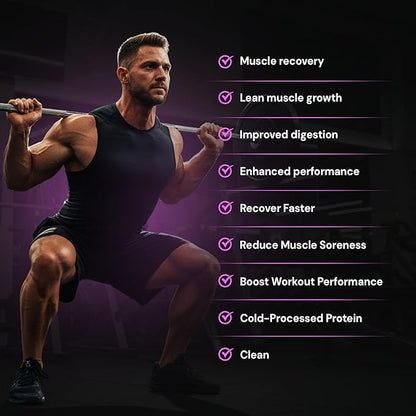 GLO Health Foods Cold-Processed Whey Protein - Salted Caramel Flavor - 24g Protein per Serving - Whey with Digestive Enzymes & BCAAs - Supports Muscle Growth, Strength & Recovery - 2 LB (28 Servings)