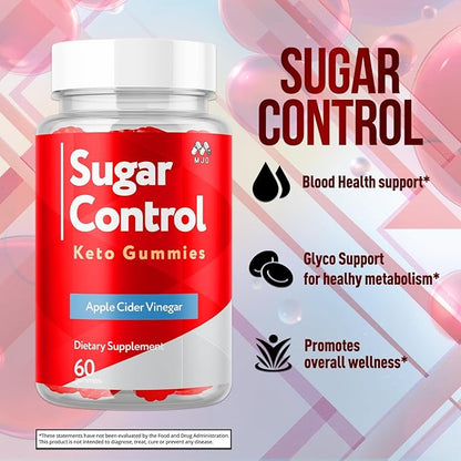 SugarControl Keto Gummies, Official SugarControl Gummys with All Natural Ingredients, Advanced Apple Cider Vinegar Gummy for Health and Wellness Support Max Strength Vitamin Supplement (60 Gummies)