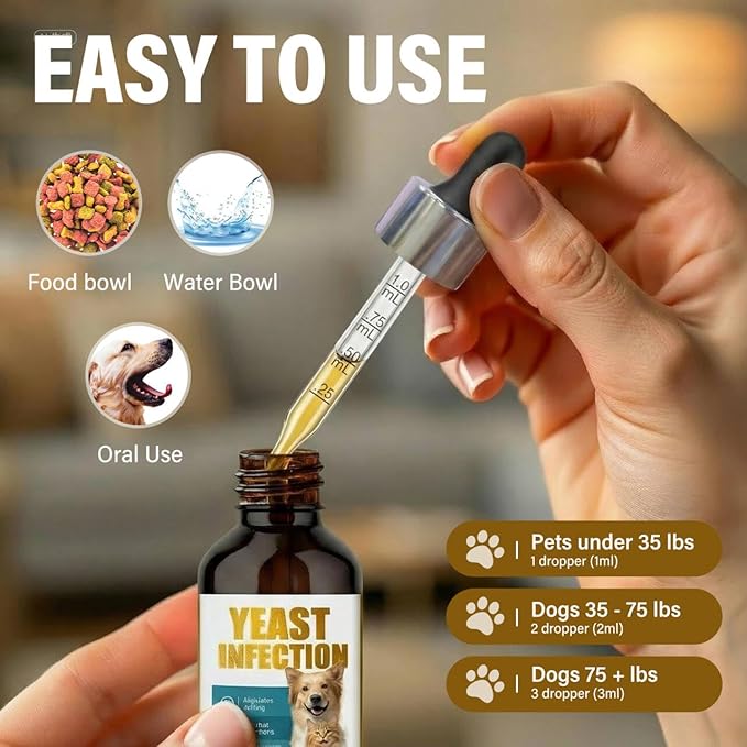 Yeast Infection Treatment for Dogs - Soothing Ear & Skin Relief for Itch & Inflammation, Natural Dog Allergy Support