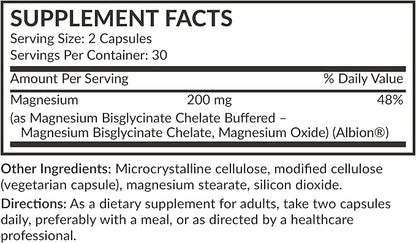 Futurebiotics Magnesium Glycinate 200 MG per Serving Chelated for High Absorption, Gentle On Stomach, Non-GMO, 60 Vegetarian Capsules