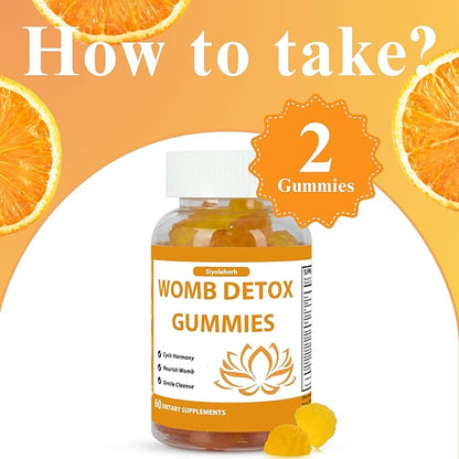 Womb Gummies for Hormone Balance & Ovary and Uterus Cleanse & Menstrual Cycle, Inositol Fertility PCOS Multivitamin Gummies for Women to Get Pregnant Fast, 60 Count Orange Flavor