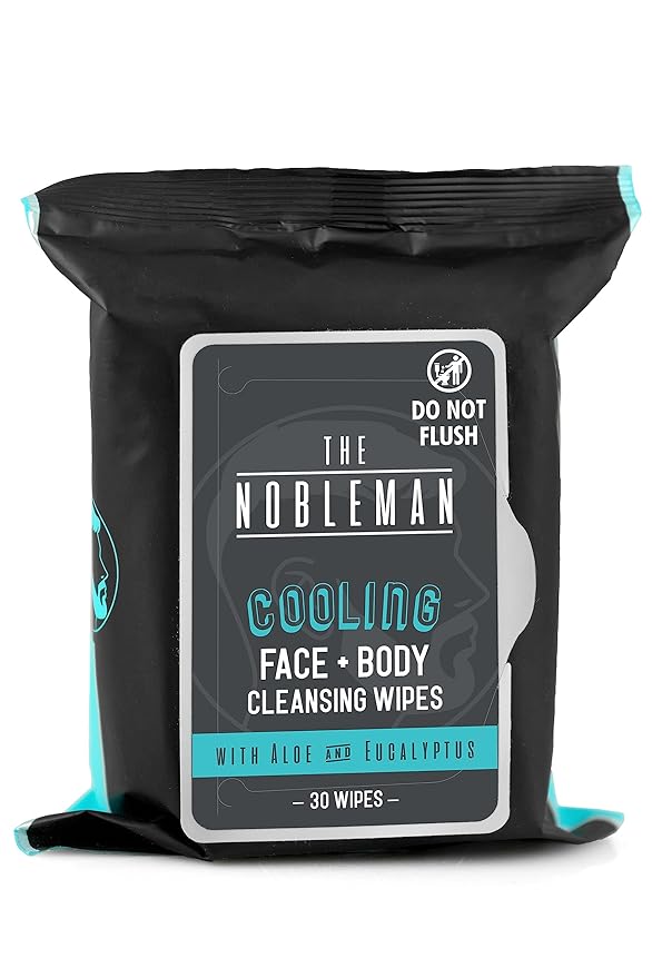 The Nobleman Men's Cooling Face + Body Cleansing Wipes, Eucalyptus - 30 Count