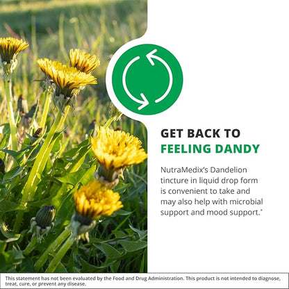 Nutramedix Dandelion Detox Support - Tincture for Liver Health + Gut Health + Antioxidant Support - Dandelion Leaf Liver Support Supplement for Daily Use (60ml)