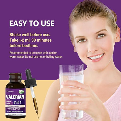 Valerian Root Sleep Support Drops, Passion Flower, Chamomile, Lavender, Soursop Leaves, & Hibiscus Herb Extract Supplement Tincture for Sleep Soundly & Deeply. Perfect with Sleep Sounds. 2oz