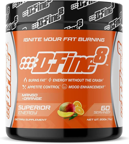 Thermogenic Pre-Workout Energy Powder & Shredding Supplement, Boost Energy Mood & Focus, Sugar Free, Contains Senactiv, Endurance, 300mg Caffeine, N-Acetyl-L-Tyrosine (Mango Orange)