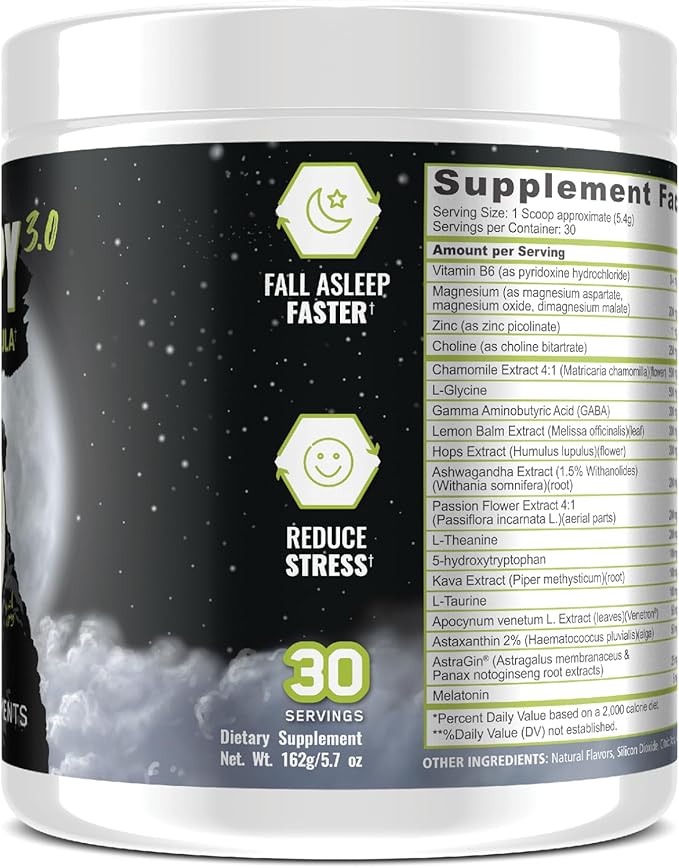 Underground Bio Labs Panda Supps – Sleepy 3.0 Natural Sleep Aid Formula: 5mg Melatonin, 300mg GABA, Chamomile Extract, (Green Apple 30 Servings)