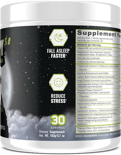 Underground Bio Labs Panda Supps – Sleepy 3.0 Natural Sleep Aid Formula: 5mg Melatonin, 300mg GABA, Chamomile Extract, (Green Apple 30 Servings)