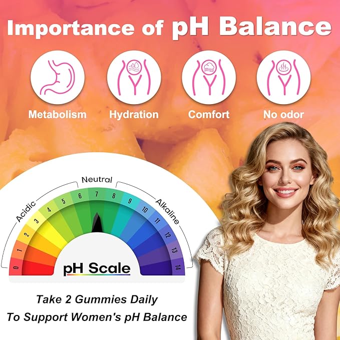 Feminine Balance Gummies for Women - PH Balance Gummies Support Vaginal Flora, Gut Health & Immune System, Vegan, Gluten-Free, Tropical Pineapple Flavor (60 Count)