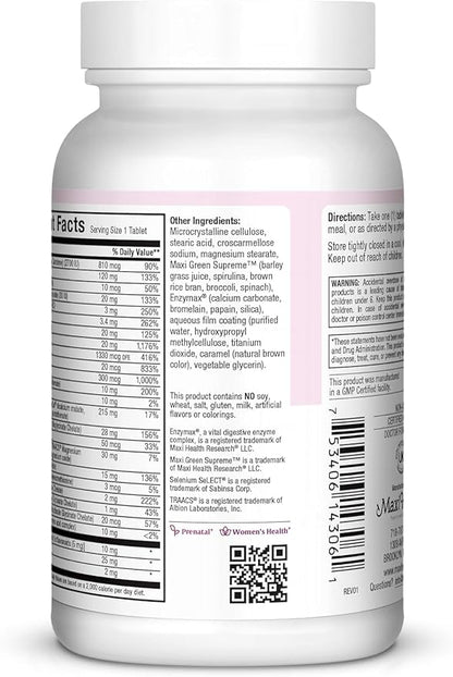 Maxi Health Prenatal Vitamins for Women – One Daily Prenatal Vitamins with Iron, Folate, Choline, Vitamin D3, and Essential Nutrients – High Absorption prenatals Supplement – 60 Day Supply