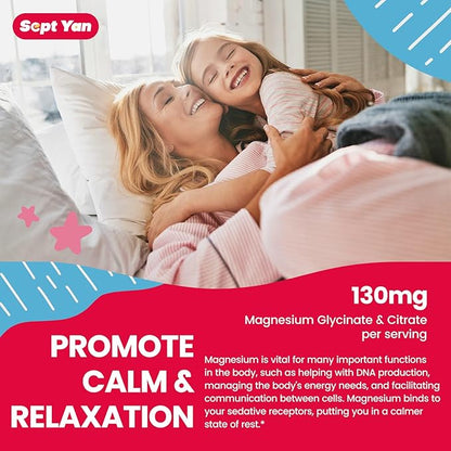 Magnesium Gummies for Kids - Magnesium Citrate Supplement with Vitamin B6, L-theanine, Chamomile & Lemon Balm - Calm Magnesium for Kids & Adults Sleep, Relaxation, Strawberry Flavor 60 Gummies